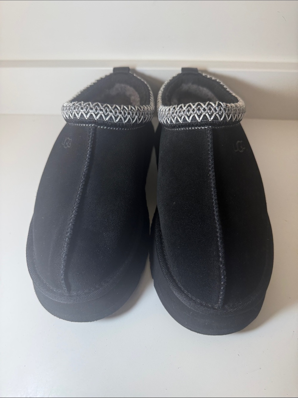 UGG Tazz II Black Suede Slip-On Shearling Clogs - Size 10